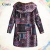 Winter Warm Damen Nationalstil Retro Langer Bedruckter Hoodie Mantel Große Größe Schlankes Temperament Oberbekleidung