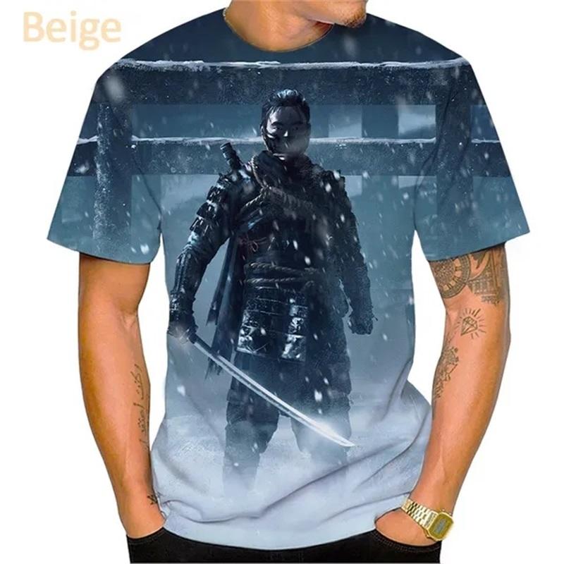 T-shirt Grafiche Calde Gioco Ghost Of Tsushima Stampa 3D Casual Manica Corta Magliette Stampa Integrale T-shirt Oversize Streetwear
