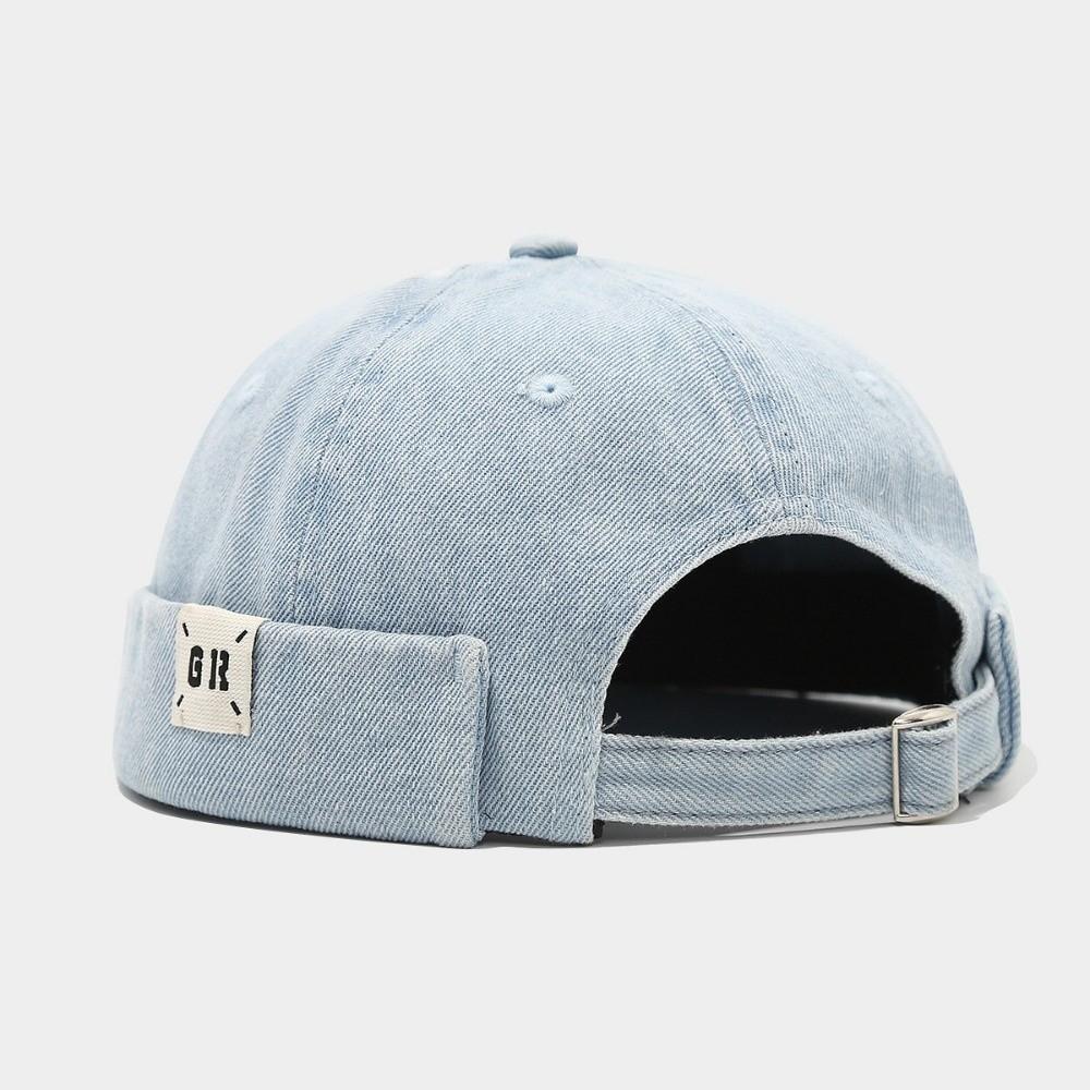 

Outdoor Washed Denim Brimless Docker Cap Cotton Solid Color Vintage Dome Hat Adjustable Brimless Hat Boy Girls