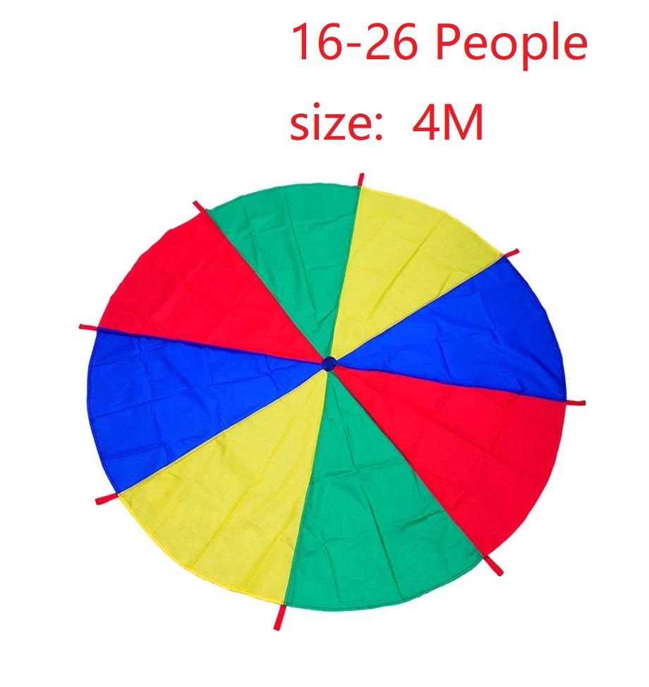 2M/4M Diameter Kids Outdoor Teamwork Game Prop Rainbow Parachute Toys Jump Bag Bounce Play Mat School Activity Puzzle Game