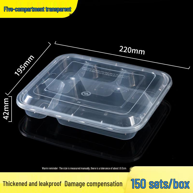 Chulu Disposable 5-Compartment Rectangular Lunch Box