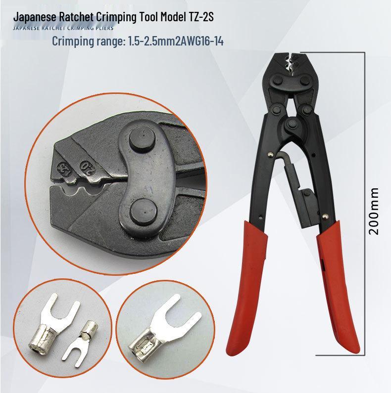 Ratchet Terminal Crimping & Wire Stripping Pliers for Copper/Bare Terminals