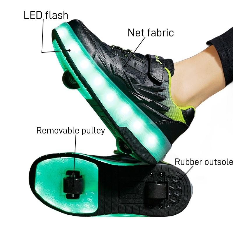 LED Lights Kids Roller Skate Shoes Deformation Boys Girls Sneakers With 2 Wheels Sport Outdoor Parkour Children Adults Sneaker