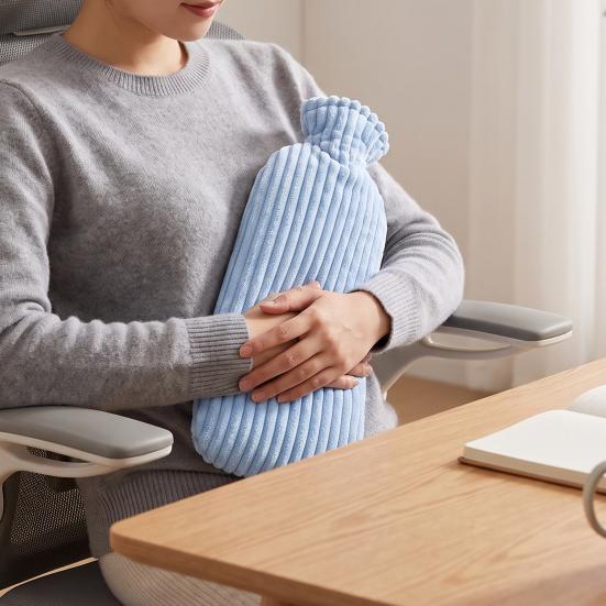 Long Hot Water Bottle 500/1000ML with Plush Cover, Leak-Proof Drurable Bag, Menstrual Cramp Pain Relief Warmer Bag Compress