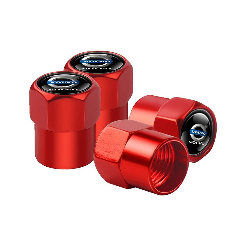 

4Pcs/Set Car Wheel Tire Valve Caps Metal Stem Cover For Volvo XC90 S60 V40 XC60 S80 S40 V70 V50 S90 T6 V60 V90 XC40 XC70 C30 червоний