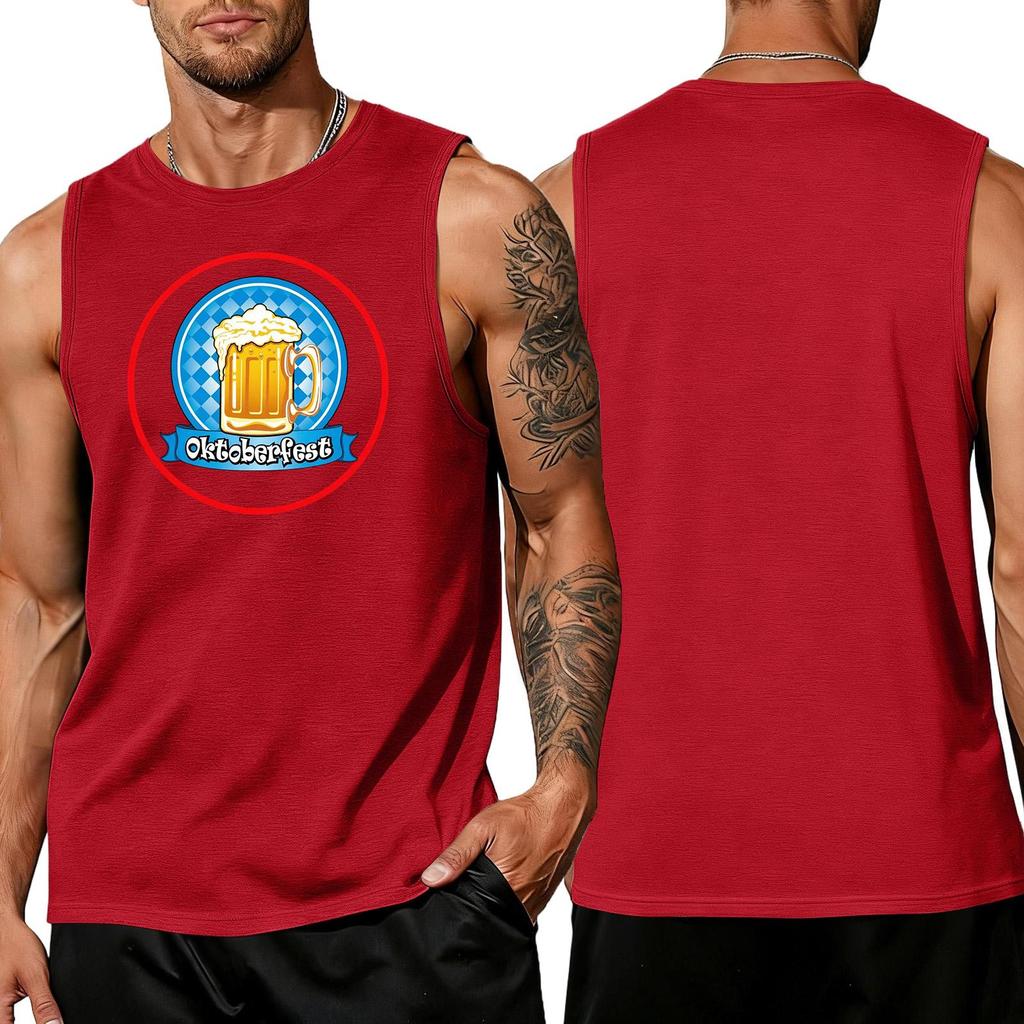 Men's Sleeveless Tank Top Casual Loose Fit Summer Vest Oktoberfest Beer Mug Graphic Print Lightweight Breathable