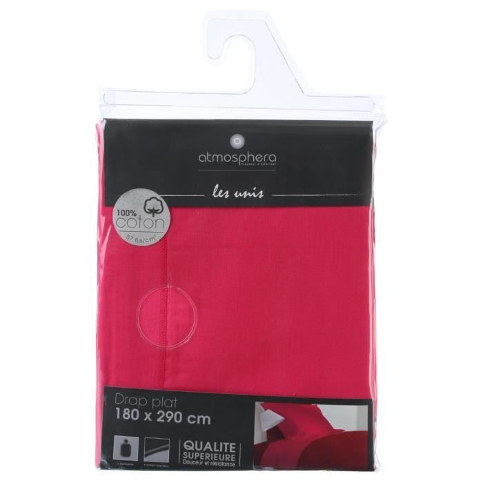 Flat Sheet - ATMOSPHERA - Fuchsia - 180x290 Cm - Cotton - Washable