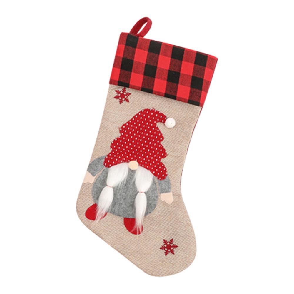 Christmas Stockings with Santa Claus Gnome Decoration Xmas Stockings Gift Bag for Xmas Tree Family Christmas Ornaments