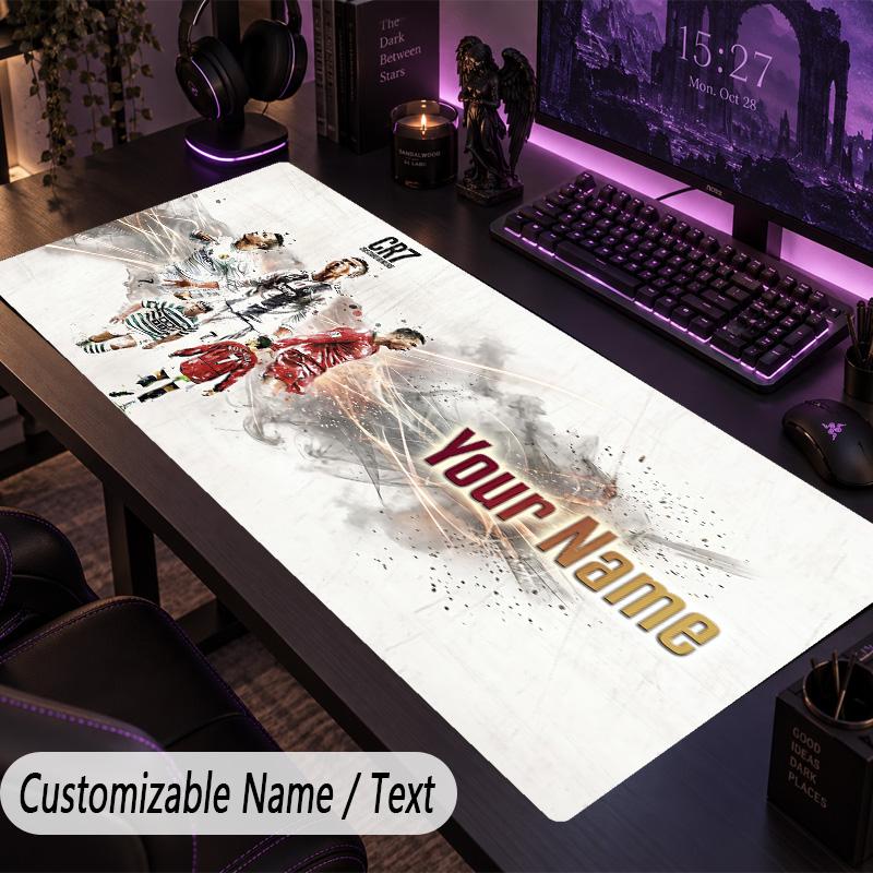 Large Mouse PadCristiano Ronaldo Custom Name Text Personalized Desk Mat Non Slip Gaming Pad