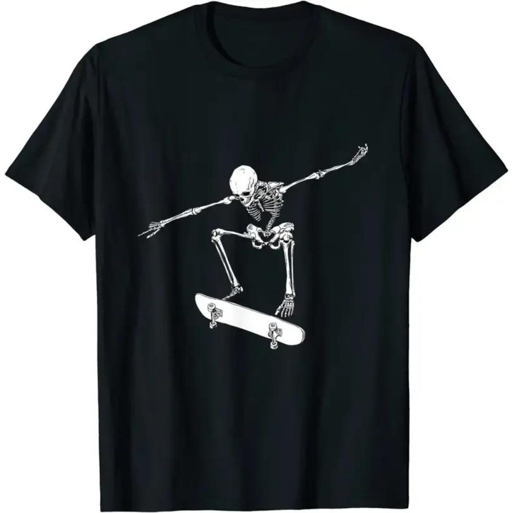 Halloween Skateboard Shirt Boy Skateboarding Men Skeleton T-Shirt