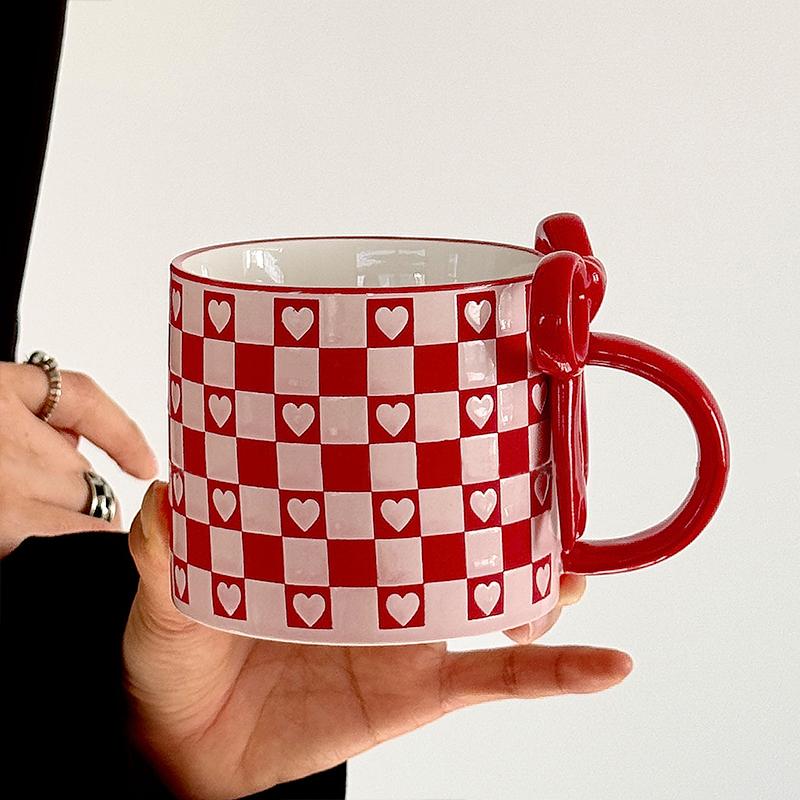 1 szt. Ceramiczny Prezent Gruby Pamiątka Kokarda Trwały Trójwymiarowy Praktyczny Elegancki Kubek Biurowy Domowy