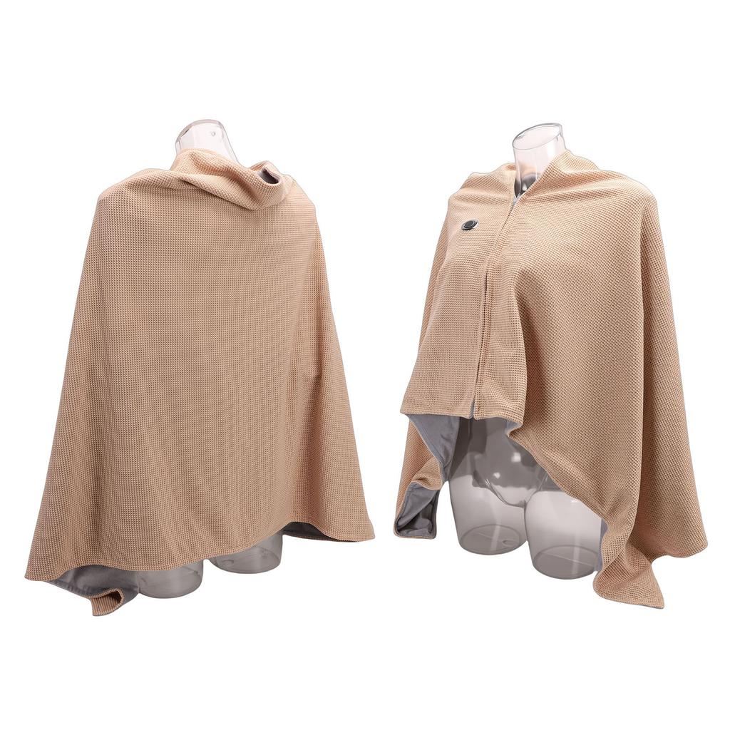 Heated Shawl 3 Heating Levels Zipper Design Soft Wearable Heated Throw Blanket for Home Office Travel