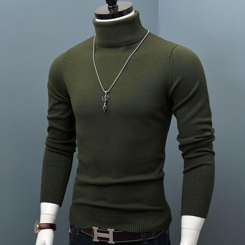 Men's Korean Style Turtleneck Knitted Sweater: Autumn/Winter Thick, Trendy, Plus Size Loose Pullover.