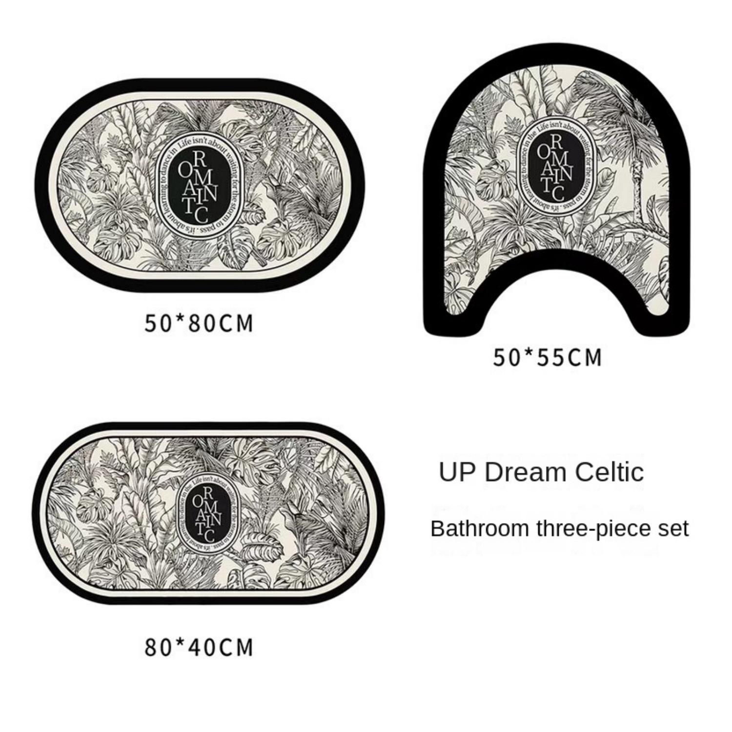 

Коврик для пола в стиле ретро для ванной комнаты с диатомовой грязью, состоящий из трех частей, U-образный коврик для унитаза, впитывающий нескользящий коврик для ног, коврик для входной двери 1pc40x60cm 16x24inch