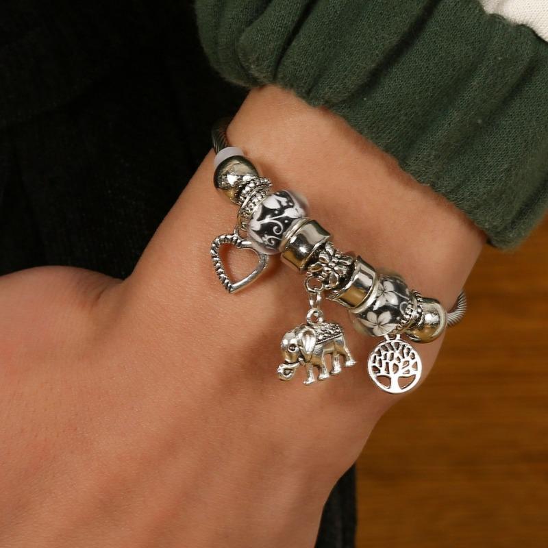 Panjia stil persiko hjärta livets träd hänge legering armband Koreansk version kristall metallarmband kvinnlig