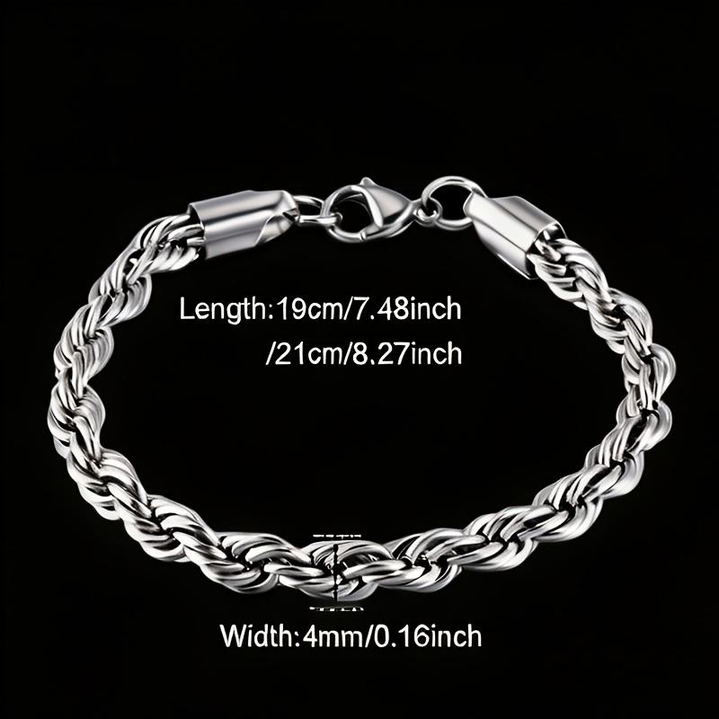 1pc Men's Bracelet, Made of 201 Stainless Steel - Non-fading and Allergy-free, Fashion 4mm Twisted Bracelet for Men and Women Fashion