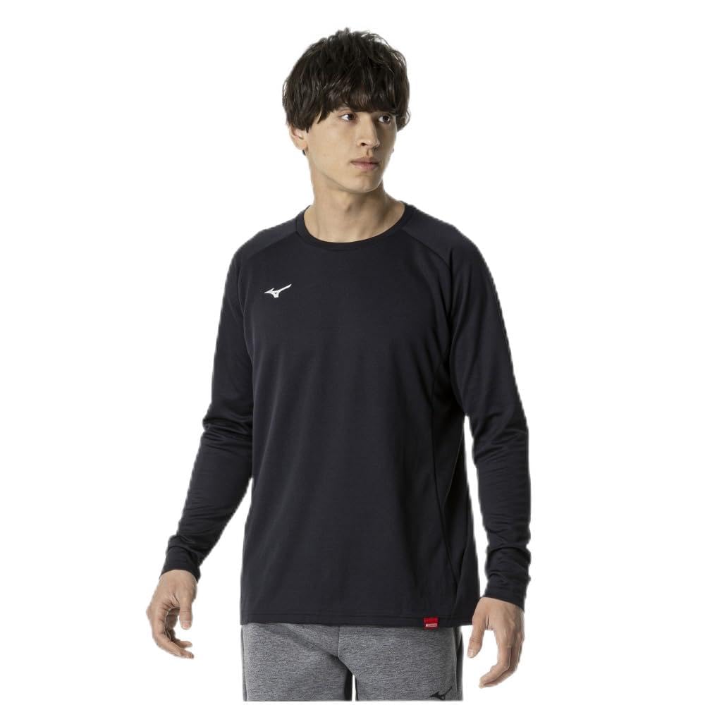 Mizuno Breath Thermo Training Long Sleeve and 32MAB543 Wear, T-Shirt, Moisture-Wicking Heat-Generating, Men's, Black,