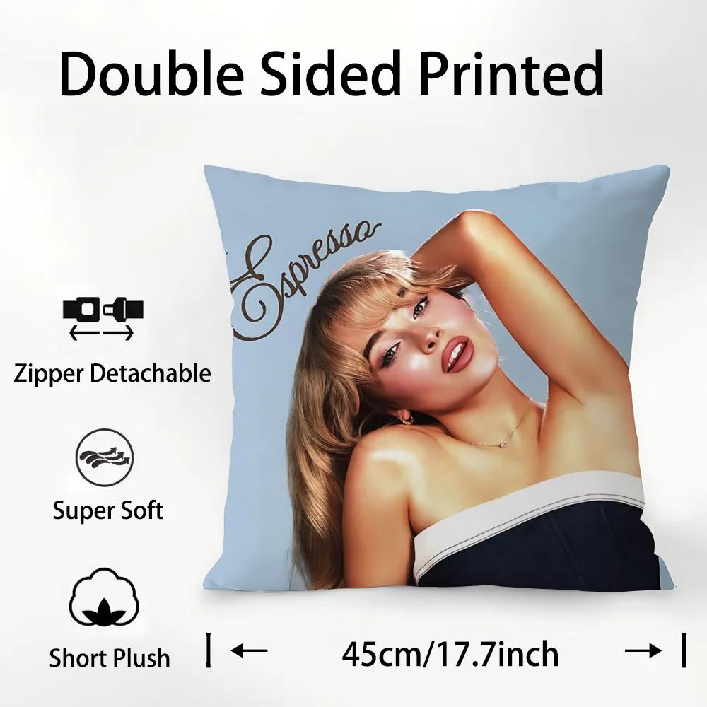 S-Sabrina Carpenter Pillow Case Plush Fabric Soft Double Sided Print Sofa Cushion Cover Throw Pillow Covers
