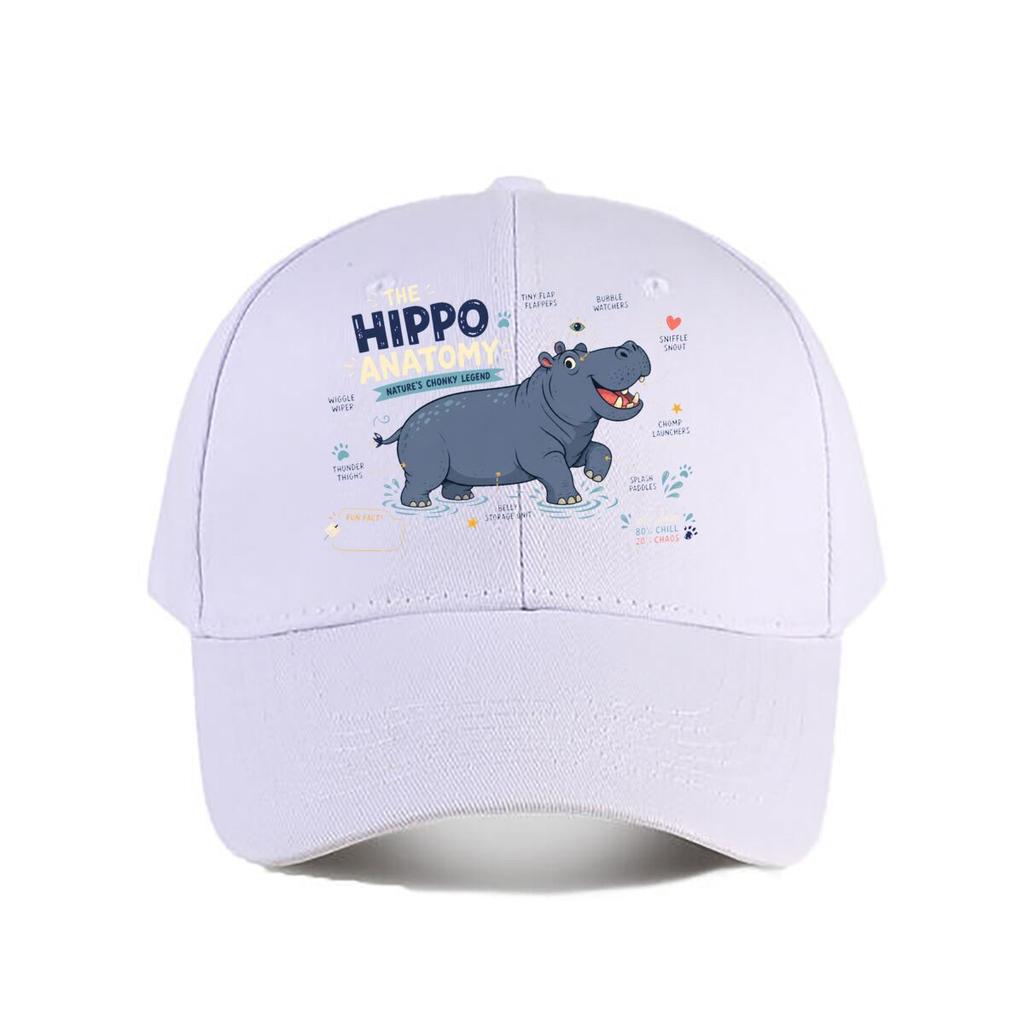 Funny Hippo Anatomy Cartoon Diagram Baseball Cap Fashion Outdoor Sports Sunhat Unisex Snapback Cap Womens