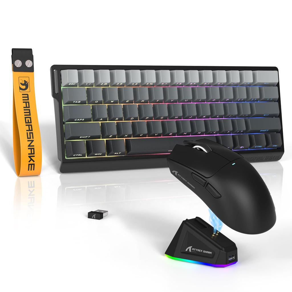ATTACK SHARK MAMBASNAKE X60HE Rapid Trigger Gaming-Tastatur und -Maus Kabelloses Gaming Kabelgebundene mechanische Tastatur mit magnetischer 8000 Hz Polling-Präzision