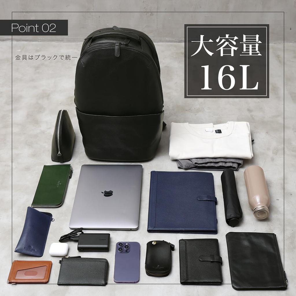 [BLUE SINCERE] Men's Genuine Leather Business Backpack, 15 Pockets, Large Capacity, Fits a 14-inch Laptop, 16L Capacity, Lightweight,