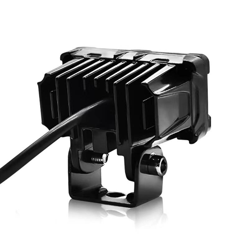 Waterproof Dual-Eye LED Motorcycle Spotlight: Ultra-Bright White & Yellow Light, 9-80V.