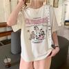 Summer Women Funny Cartoon Print T Shirt Young Girl Harajuku Round Neck Loose Casual Y2K Harajuku Tops Korean White T-shirts Streetwear