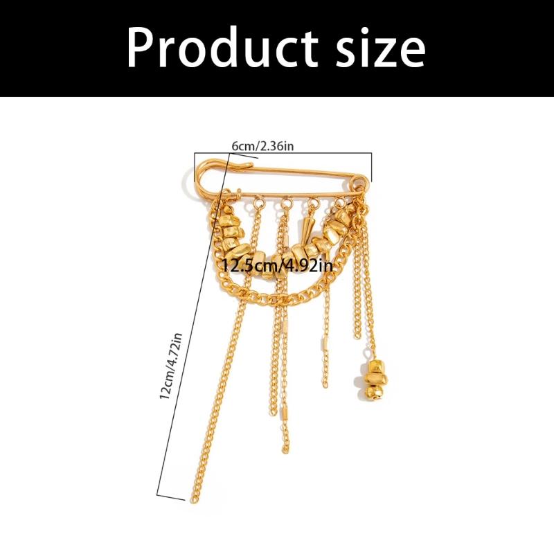 High Quality CCB Alloy Tassels Chain Brooch Sturdy Fade Resistant Lapel Pin for Stylish Outfits Everyday Wear