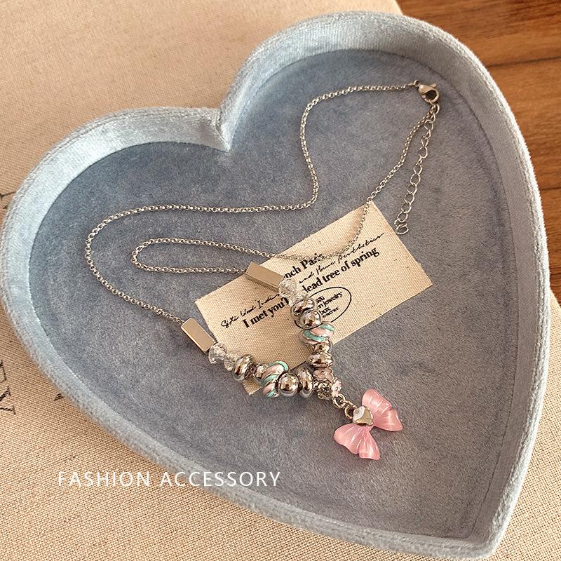 Direct Sales Tassel Ice Crystal Butterfly Necklace Women's Sweet Cool Babes Neck Chain Design Sense Niche Collarbone Chain Women