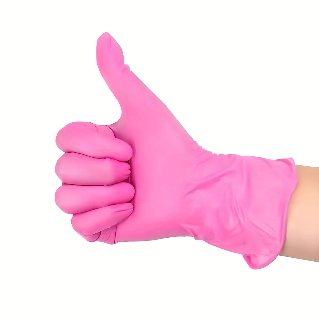 30/50/100pcs Deep Pink Disposable Nitrile Gloves, Latex Free & Dust-free, S/M/L Sizes, for Home Cleaning, Pet Care, Hair Dyeing & Kitchen Use