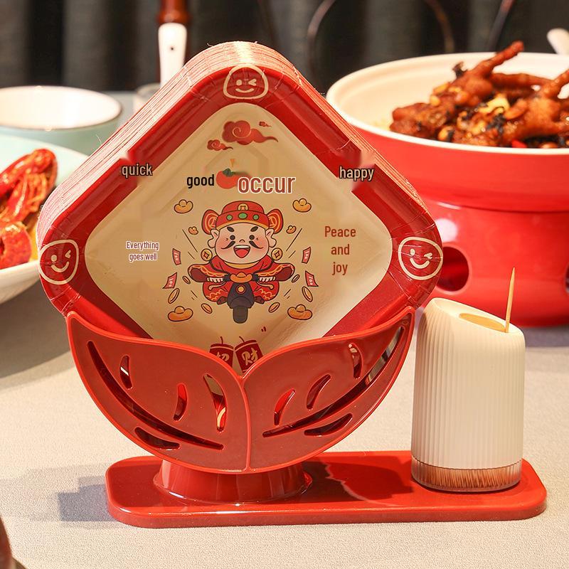 

Праздничный набор одноразовых бумажных тарелок для закусок и фруктов - Красная закаленная коробка конфет для свадебных или новогодних мероприятий Without Tray