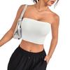 Women Ribbed Vest High Elasticity Anti-slip Bandeau Strapless Sleeveless Backless Tank Top Sweat Absorption Quick-drying Cropped Top