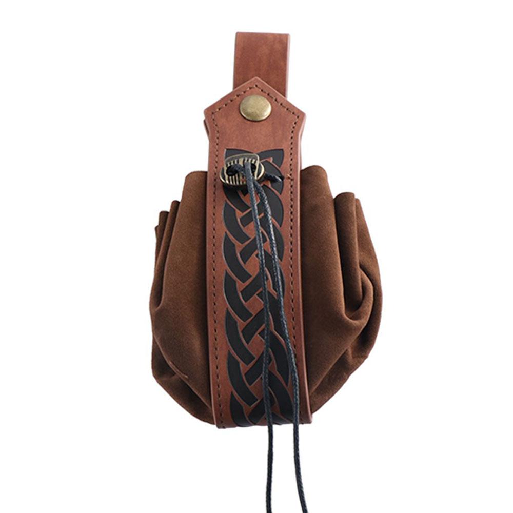 Vintage Nordic Portable Coin Purse PU Drawstring Pouch Waist Bag Medieval Belt Bag  Kids Gifts