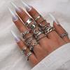 Retro Alloy Snake Moon Sun Symbol 16-Piece Ring Set for Women