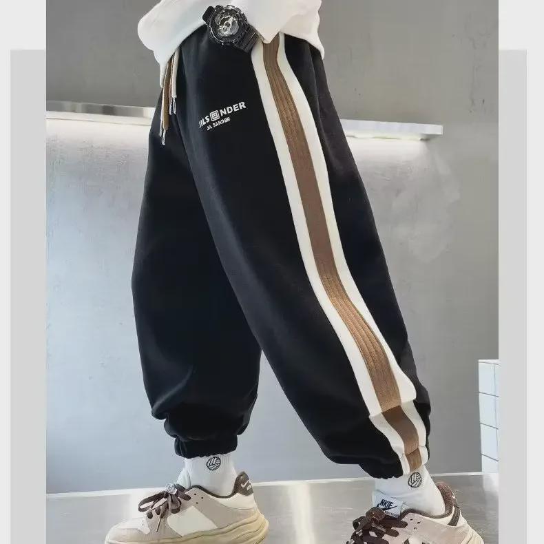 Pantaloni de trening din catifea pentru băieți, toamna 2023 - Pantaloni sport la modă pentru copii de mărime mijlocie și mare