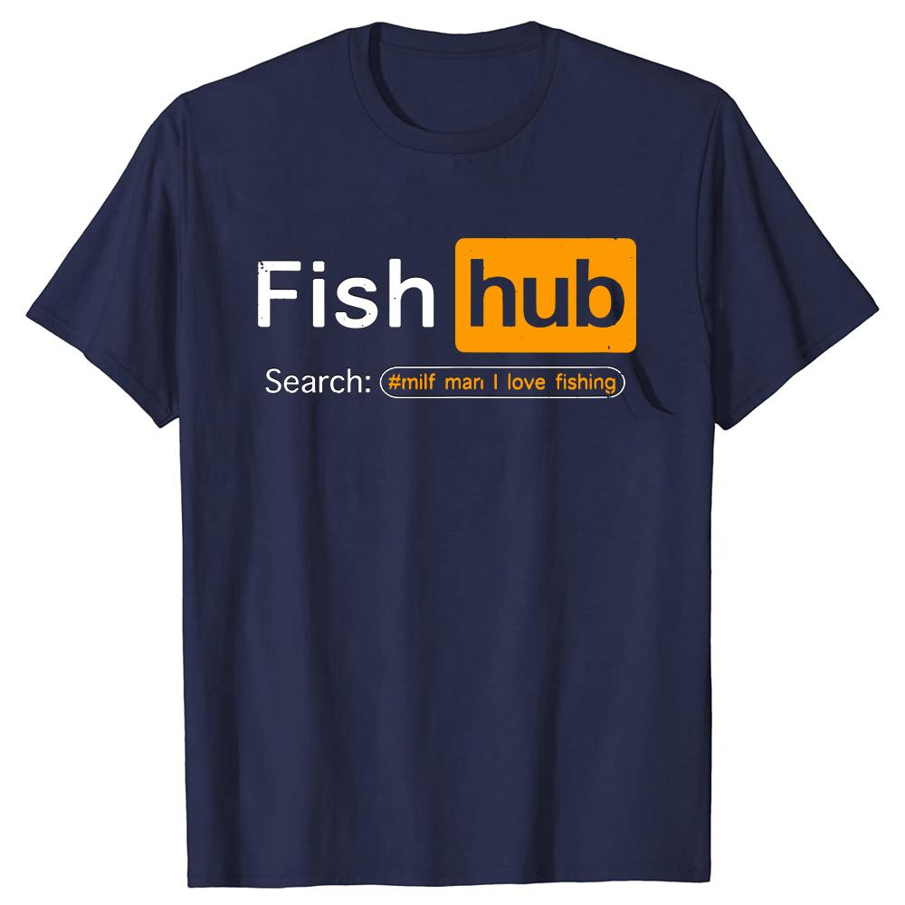 Novelty Fish Hub T Shirts Streetwear Short Sleeve Birthday Gifts Summer Style Funny Fishing Joke MILF Man I Love Fishing T-shirt