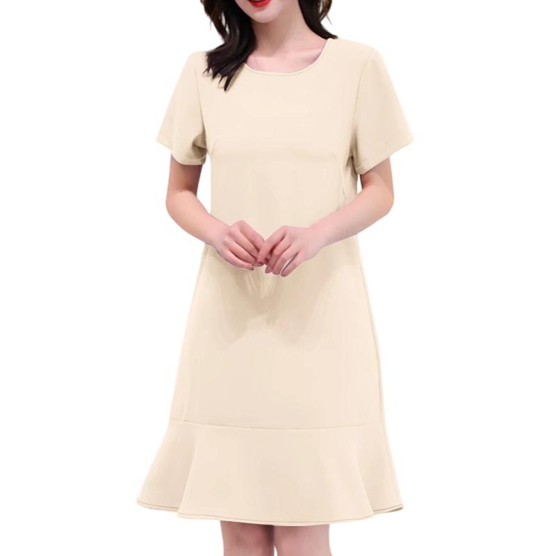 

ZANZEA Женское повседневное свободное летнее платье с коротким рукавом и круглым вырезом XL абрикосовый