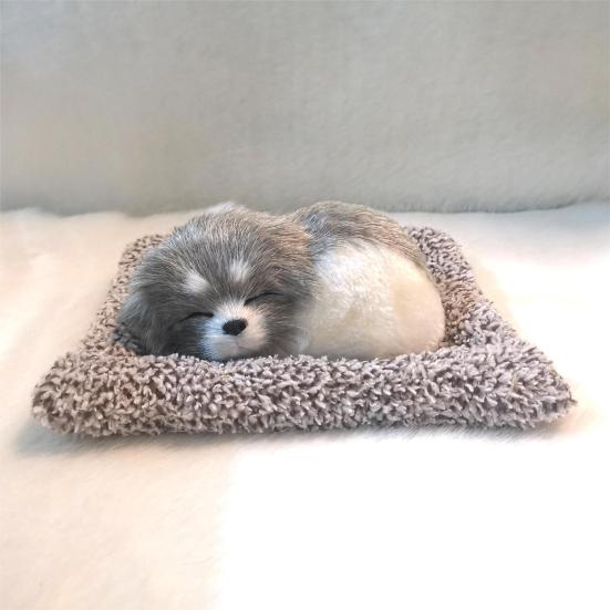 Sleeping Dog Plush Toy with Squeaky Sound & Bamboo Charcoal Bag