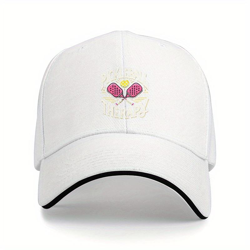 Adjustable Lightweight Retro Baseball Cap Black Dad Cap with Pink Racket and White Lettering 100 Polyester Outdoor