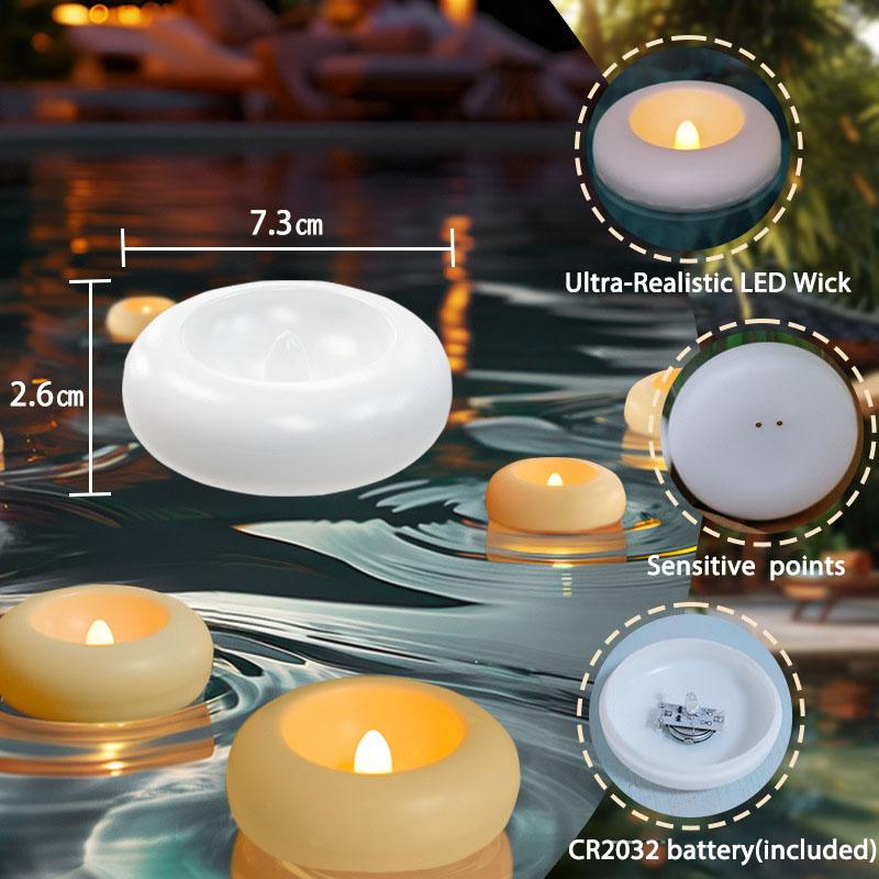 12 Pack Flameless Led Floating Candles, 200 Hour Waterproof Tealight for Centerpieces, Wedding Decor, Party, Pool