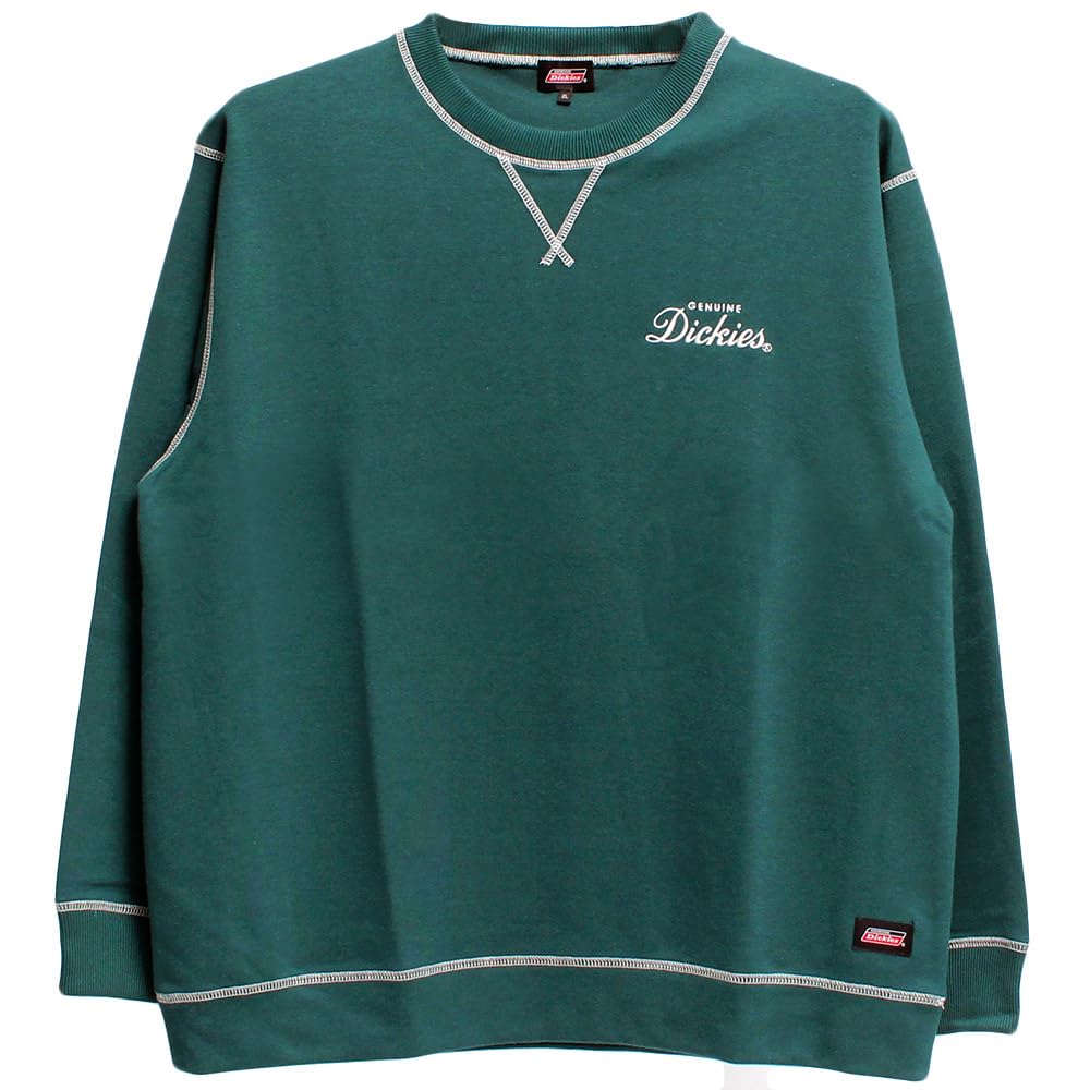 Genuine Dickies Men's Plus Size Cardboard Crew Neck Sweatshirt with Color-Scheme Stitching, Size 5L, Green (40)
