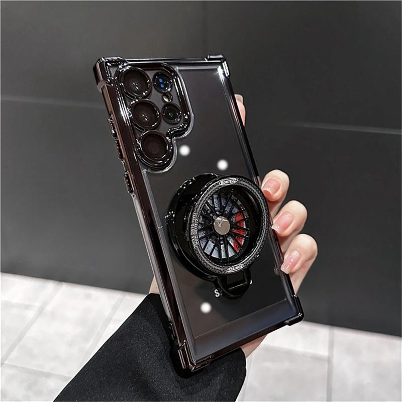 

Роскошное покрытие, прозрачный чехол с вращающимся на 360° кронштейном для Samsung S25 S24 Ultra S23 FE S22 Plus A34 53 54 55 15 16, подставка, держатель, бампер, чехол Samsung A55-5G чёрный