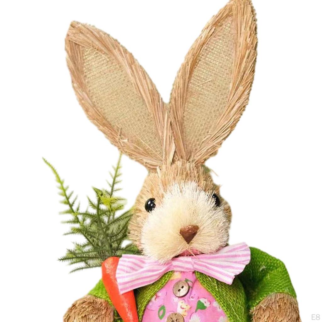 Straw Bunny Figurine DIY Material Pack Cartoon Cute Rabbit Statue for Adults Style A