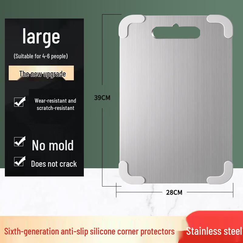 Oujie Wang 304 Stainless Steel Cutting Board with Silicone Corners