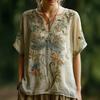 Women Shirt V-Neck Short Sleeve Loose Fit Pullover Tops 3D Printed Pattern Summer Casual Blouse Daily Wear