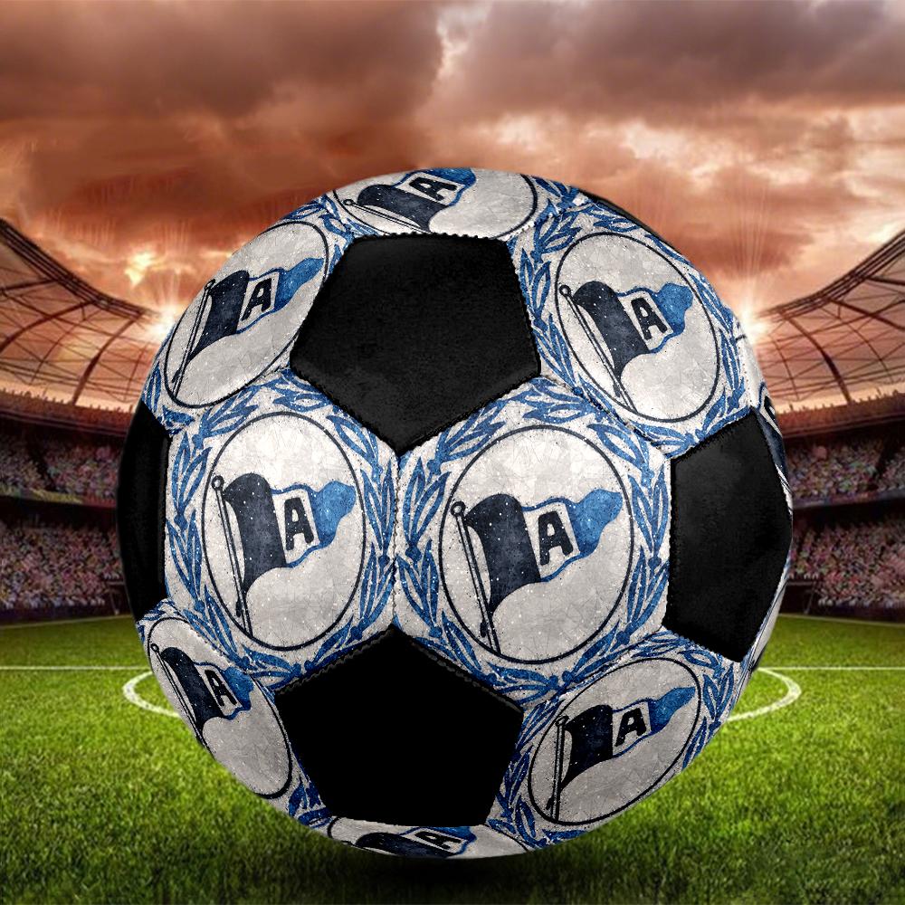TAGLIA 5 Pallone da Calcio DSC Arminia Bielefeld Colorato Per Tutte le Età Cucito a Macchina PVC Pronto per la Competizione Resistente Ad Alto Rimbalzo