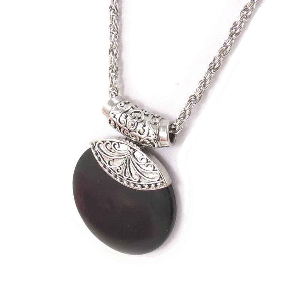 Les Trésors De Lily [J8071] - Silver-black 'Kilimanjaro' Necklace (wood)