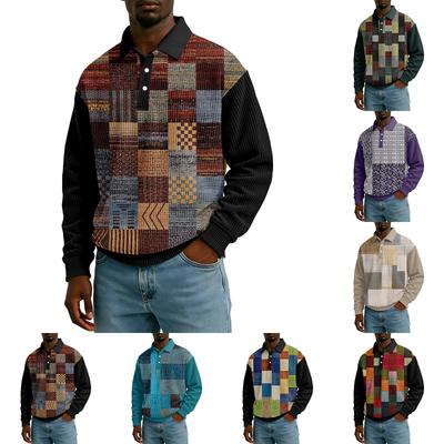 Herren Lässiges Locker sitzendes Oberteil Button-Down-Kragen Lange Ärmel