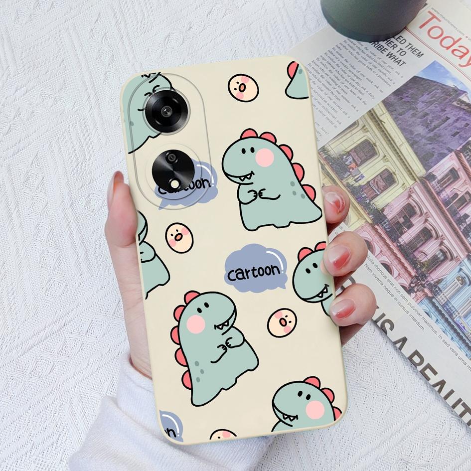 Schutzhüllen für Oppo A15 A1K A7 A35 A55 A1 A52 A11, süßes Dinosaurier-Muster, weiches, glattes Flüssigsilikon, hochwertige Anti-Fingerabdruck-Hülle für Oppo Capa