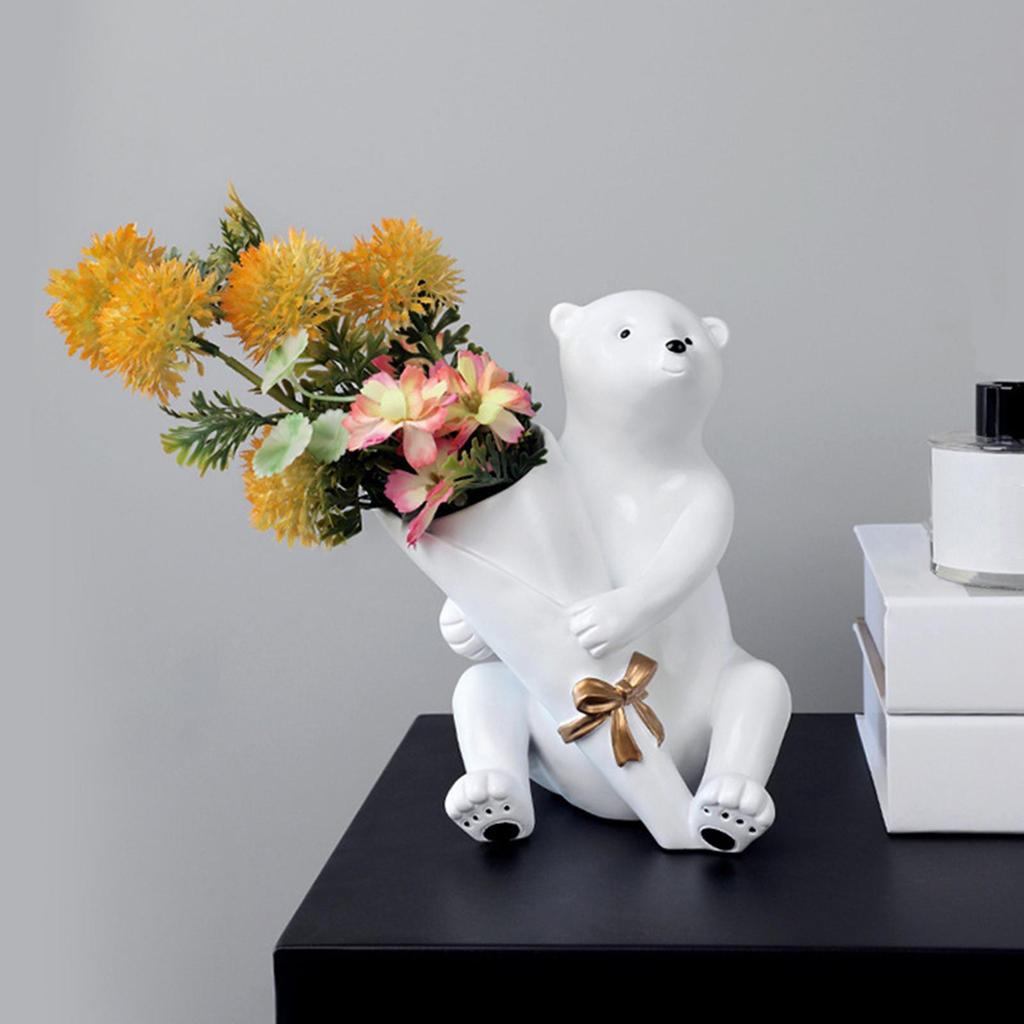 Bear Vase Hand Painted Ornament Art Centerpiece for Home Decor Desktop Wedding